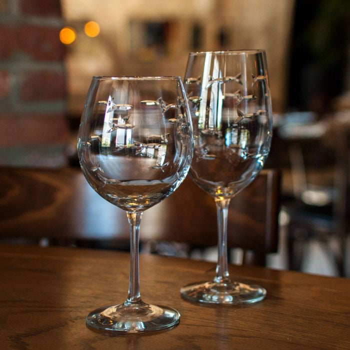 Vintage Etched Glass Wine Glasses